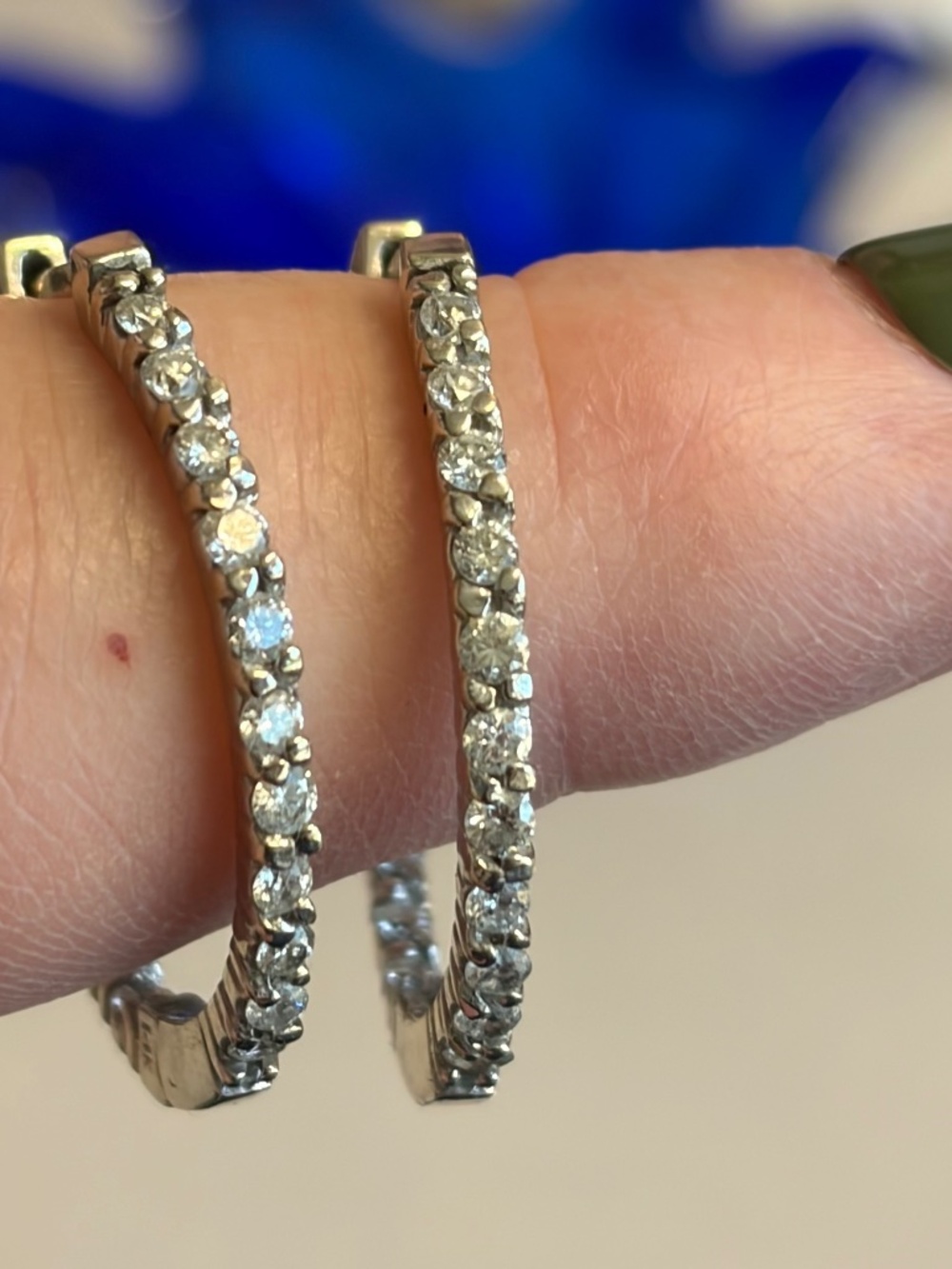 Approx. 1.5 ct. inside out diamond hoops